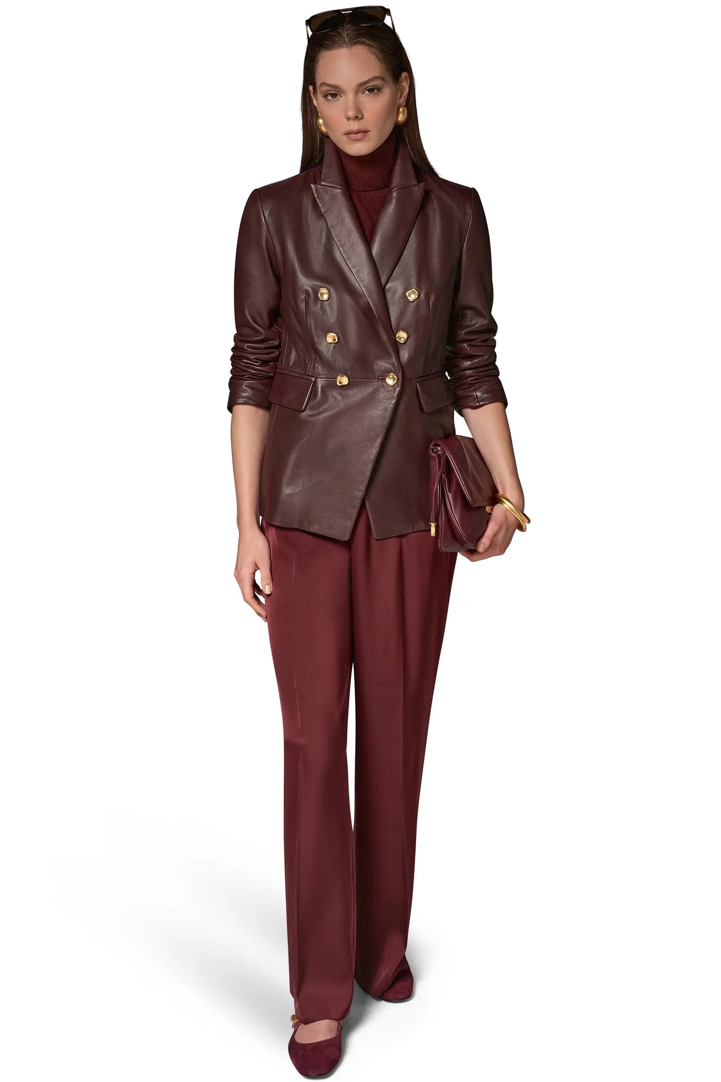 Women’s Double-Breasted Leather Blazer