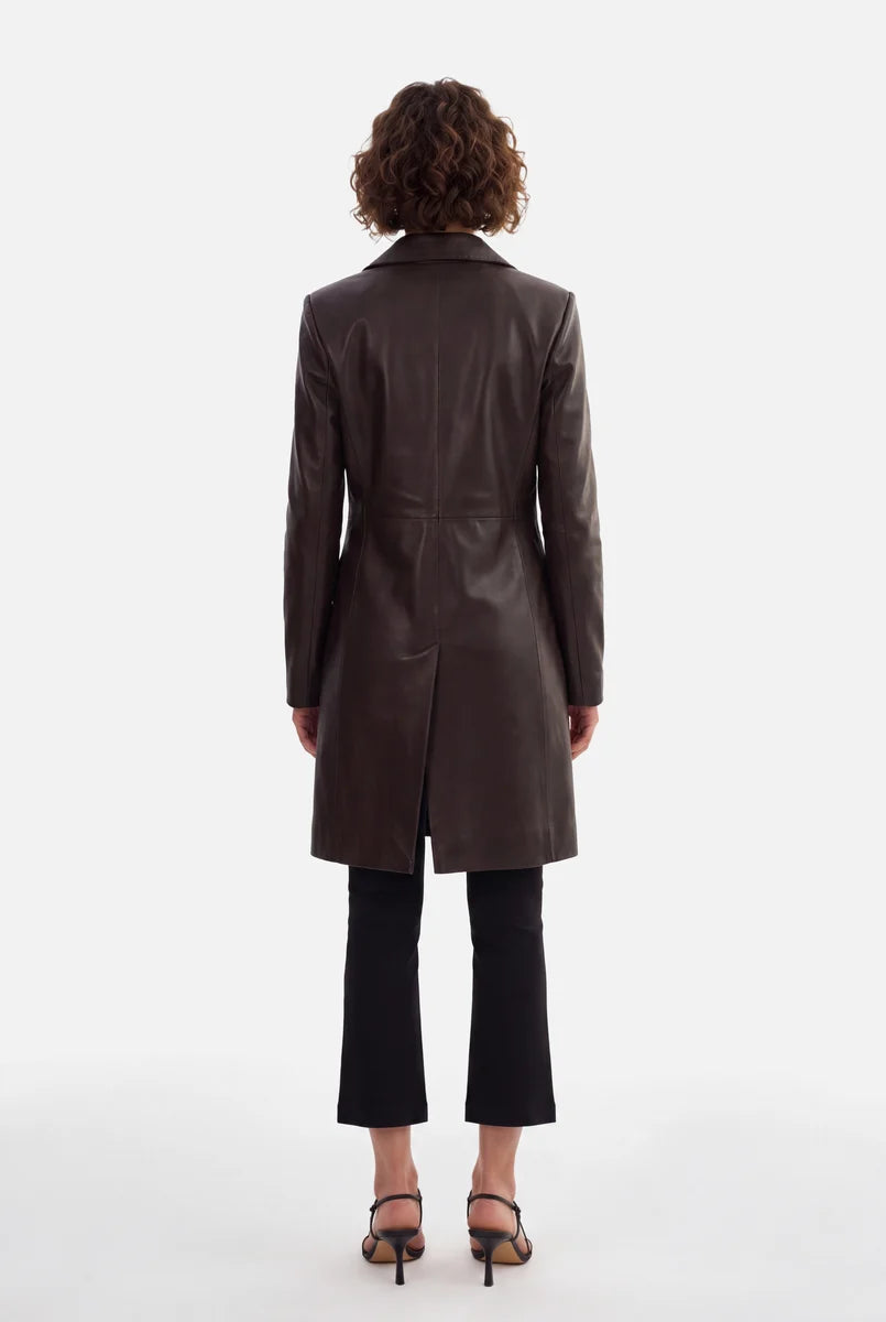Genuine Leather Trench Coat | Sophisticated Long Coat