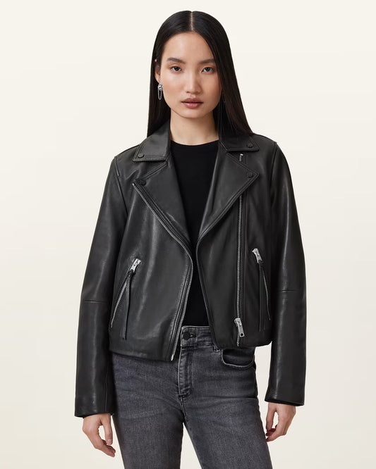 Women's Slim Fit Genuine Leather Biker Jacket | Classic Moto Leather Jacket