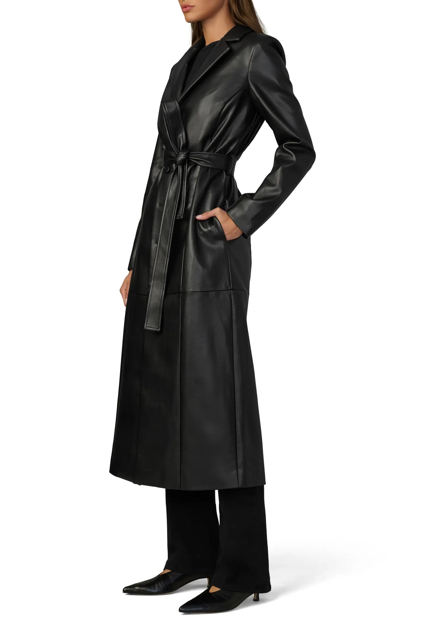 Women’s Black Leather Trench Coat – Timeless Luxury & Sophisticated Style
