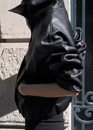 Women’s Black Leather Bomber Jacket | Classic Moto Style