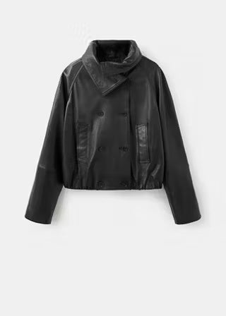 Women’s Black Leather Bomber Jacket | Classic Moto Style