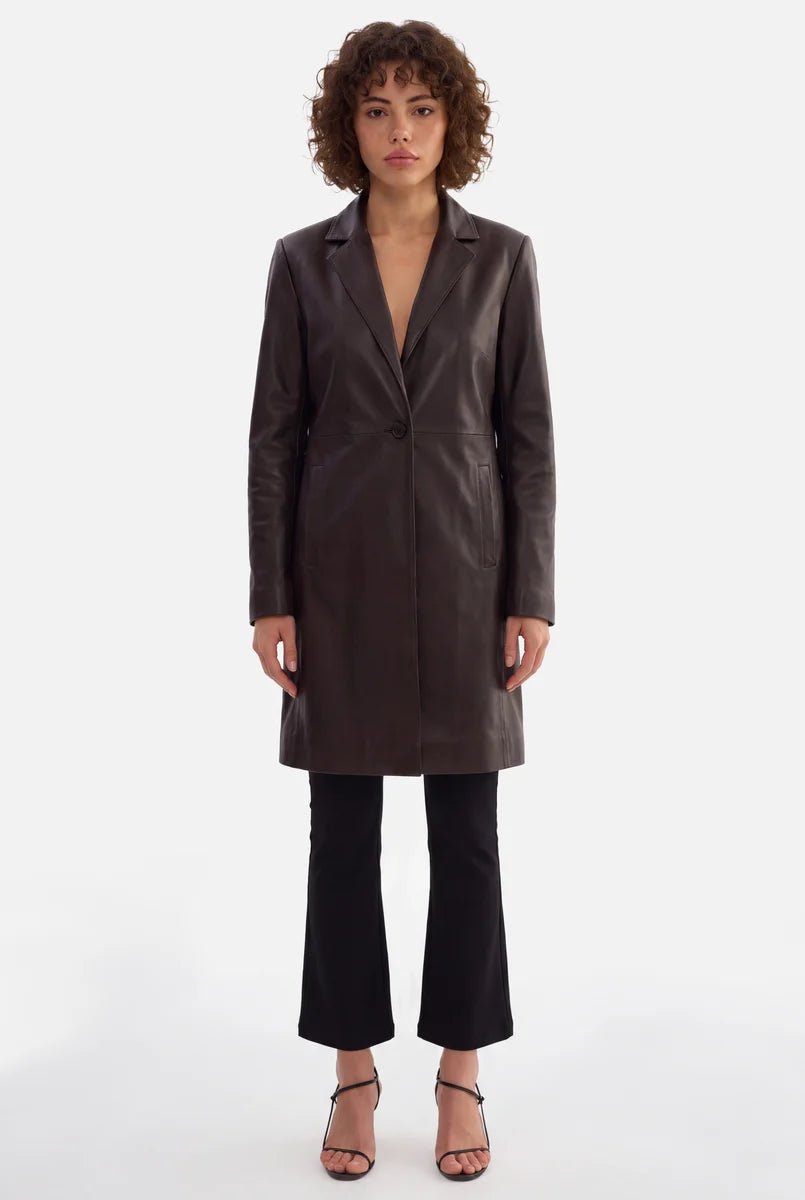 Genuine Leather Trench Coat | Sophisticated Long Coat