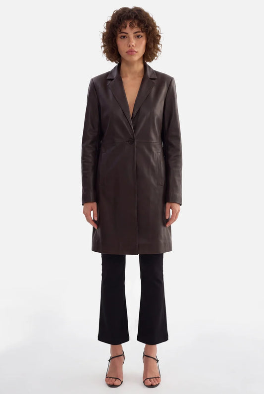 Genuine Leather Trench Coat | Sophisticated Long Coat