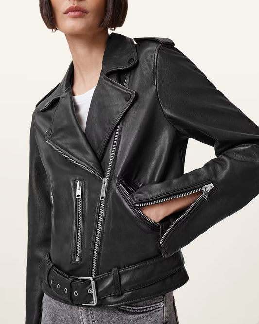 Women's Balfern Genuine Leather Biker Jacket | Premium Slim Fit Moto Jacket