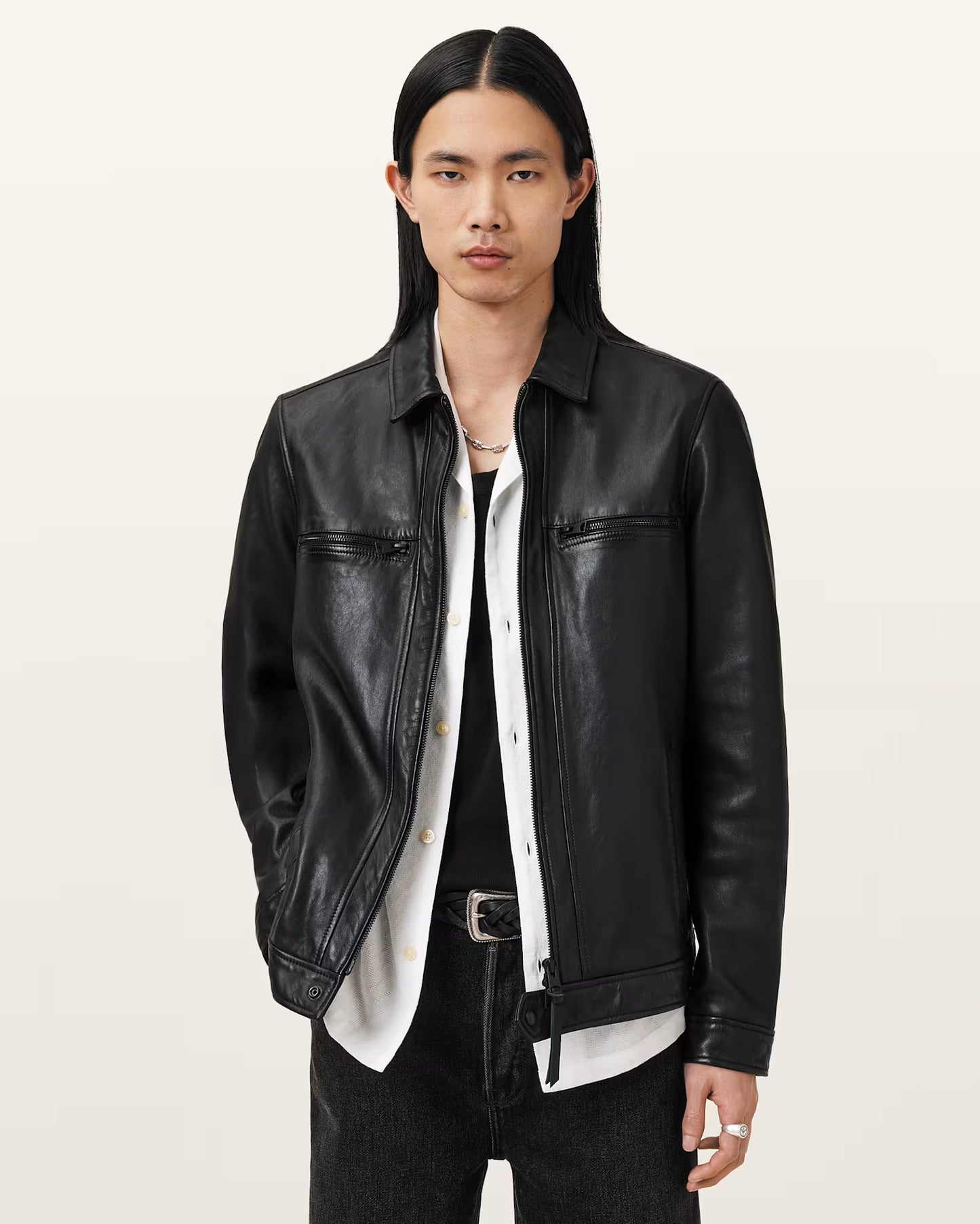 Men's Simple Genuine Leather Jacket | Classic Casual Leather Jacket
