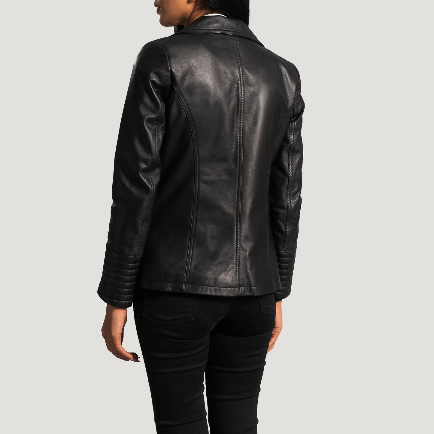 Selina Black Leather Blazer for Women | Premium Genuine Leather Blazer