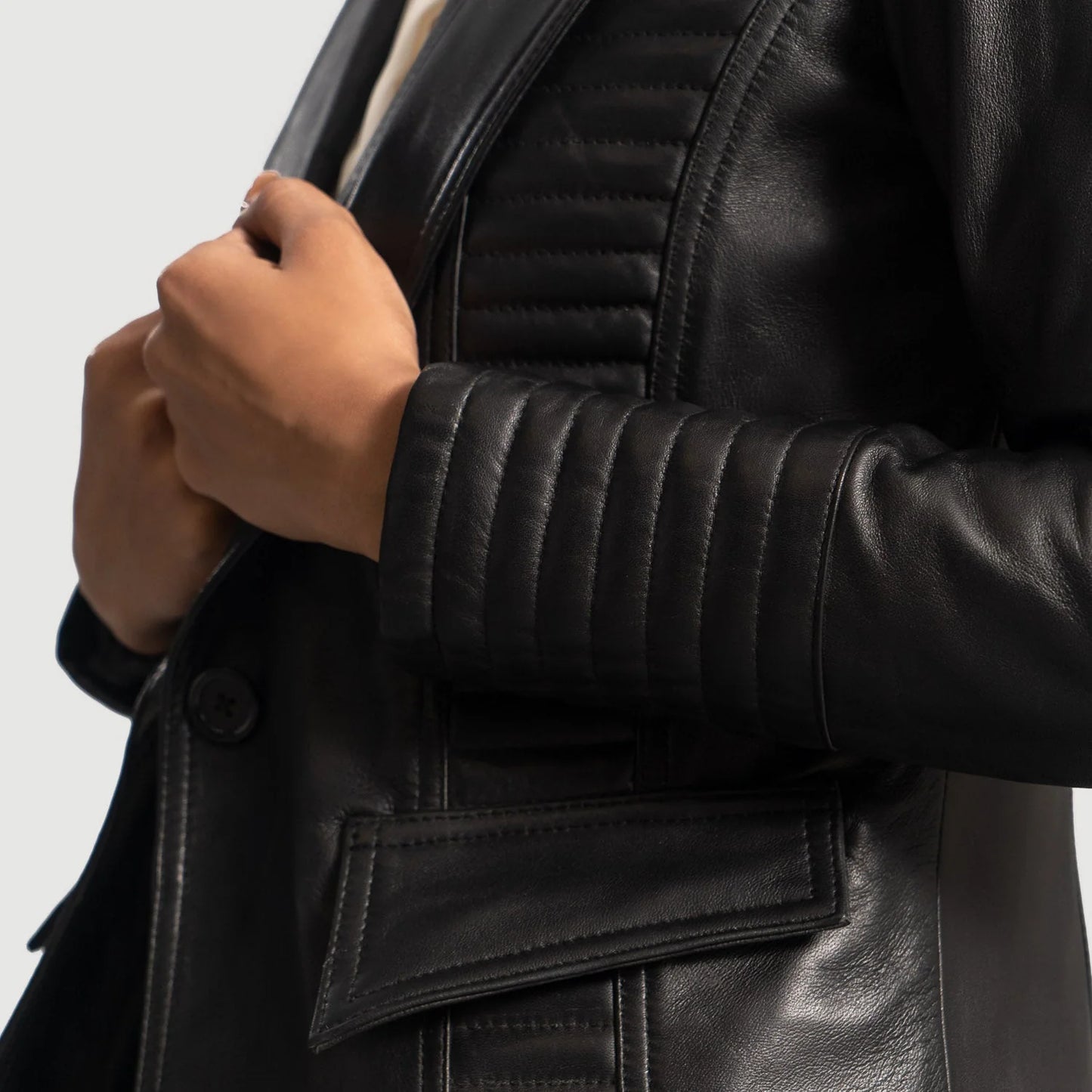 Selina Black Leather Blazer for Women | Premium Genuine Leather Blazer