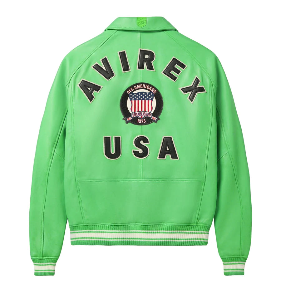 Unisex Parrot Green Leather Jacket