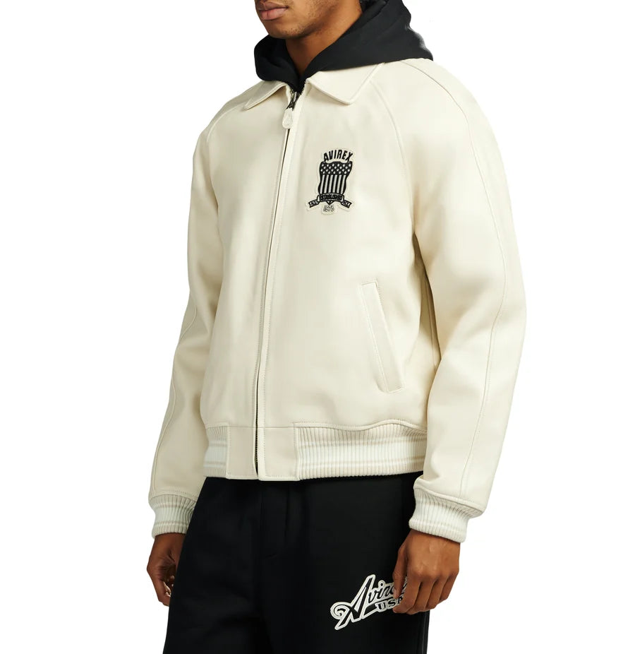 Unisex White icon Leather Jacket