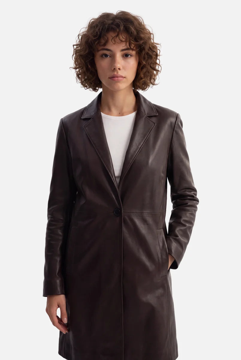 Genuine Leather Trench Coat | Sophisticated Long Coat