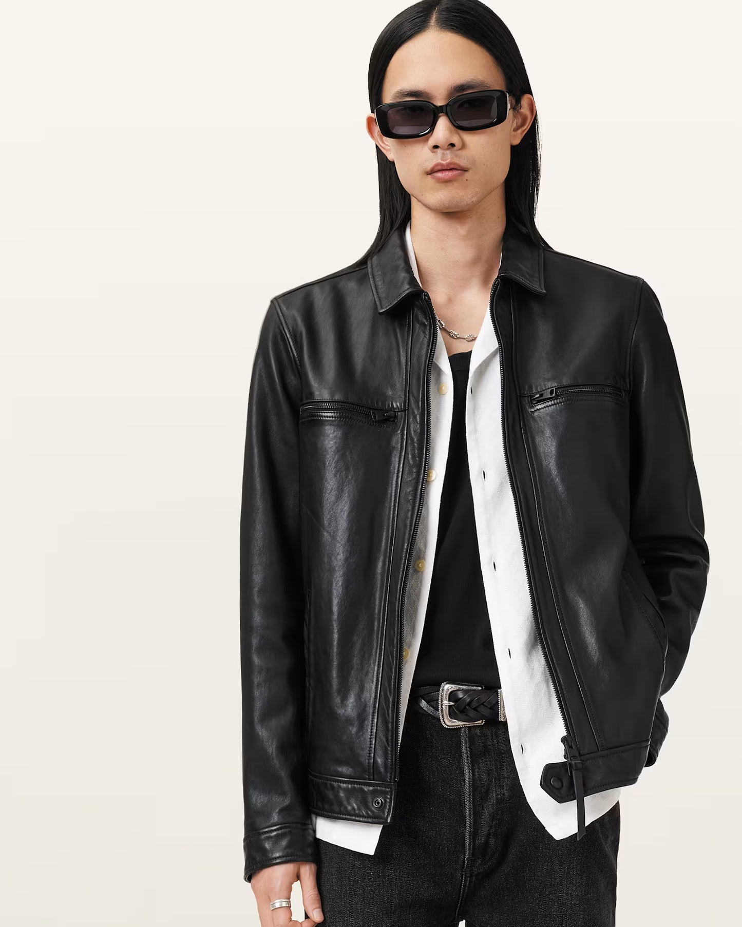 Men's Simple Genuine Leather Jacket | Classic Casual Leather Jacket
