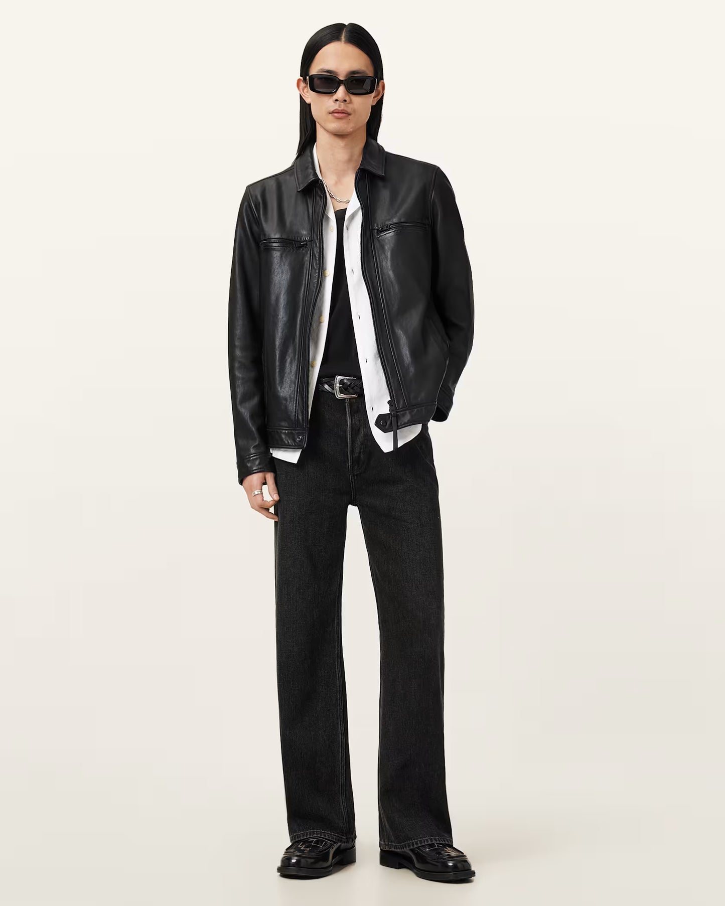 Men's Simple Genuine Leather Jacket | Classic Casual Leather Jacket