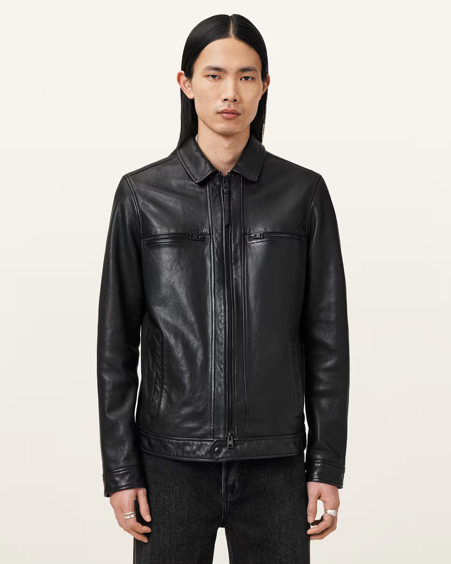 Men's Simple Genuine Leather Jacket | Classic Casual Leather Jacket