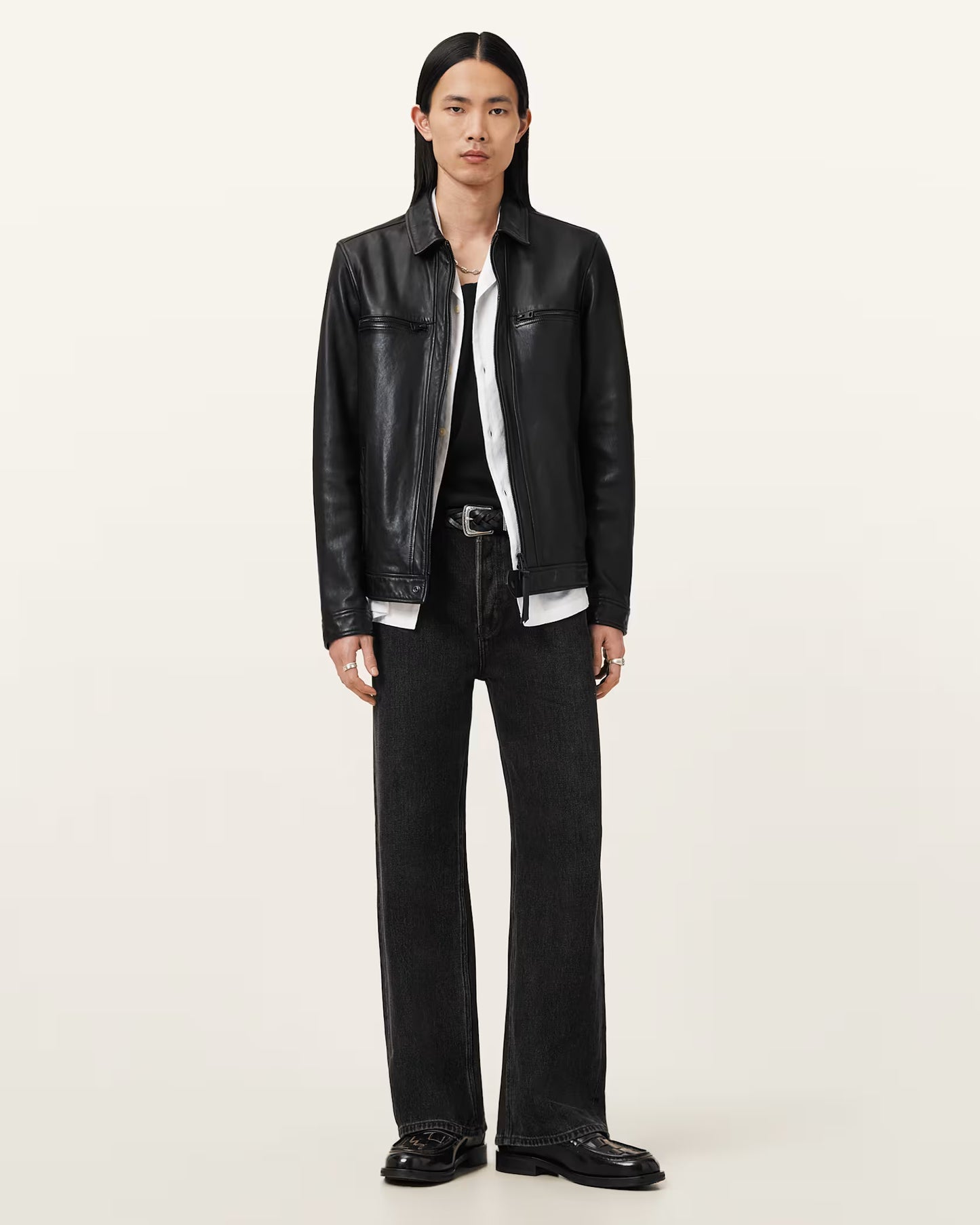 Men's Simple Genuine Leather Jacket | Classic Casual Leather Jacket