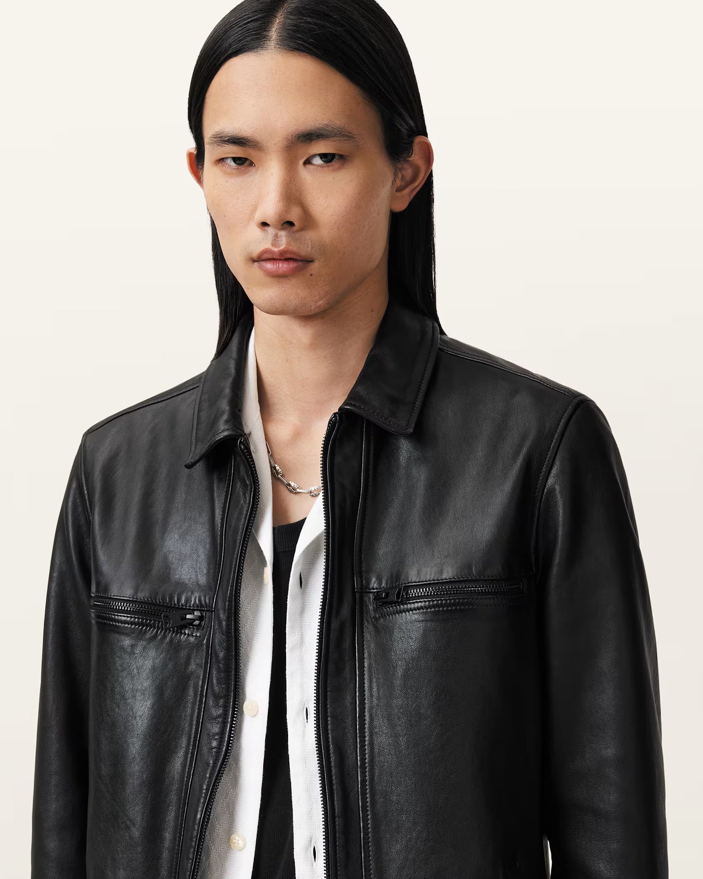 Men's Simple Genuine Leather Jacket | Classic Casual Leather Jacket