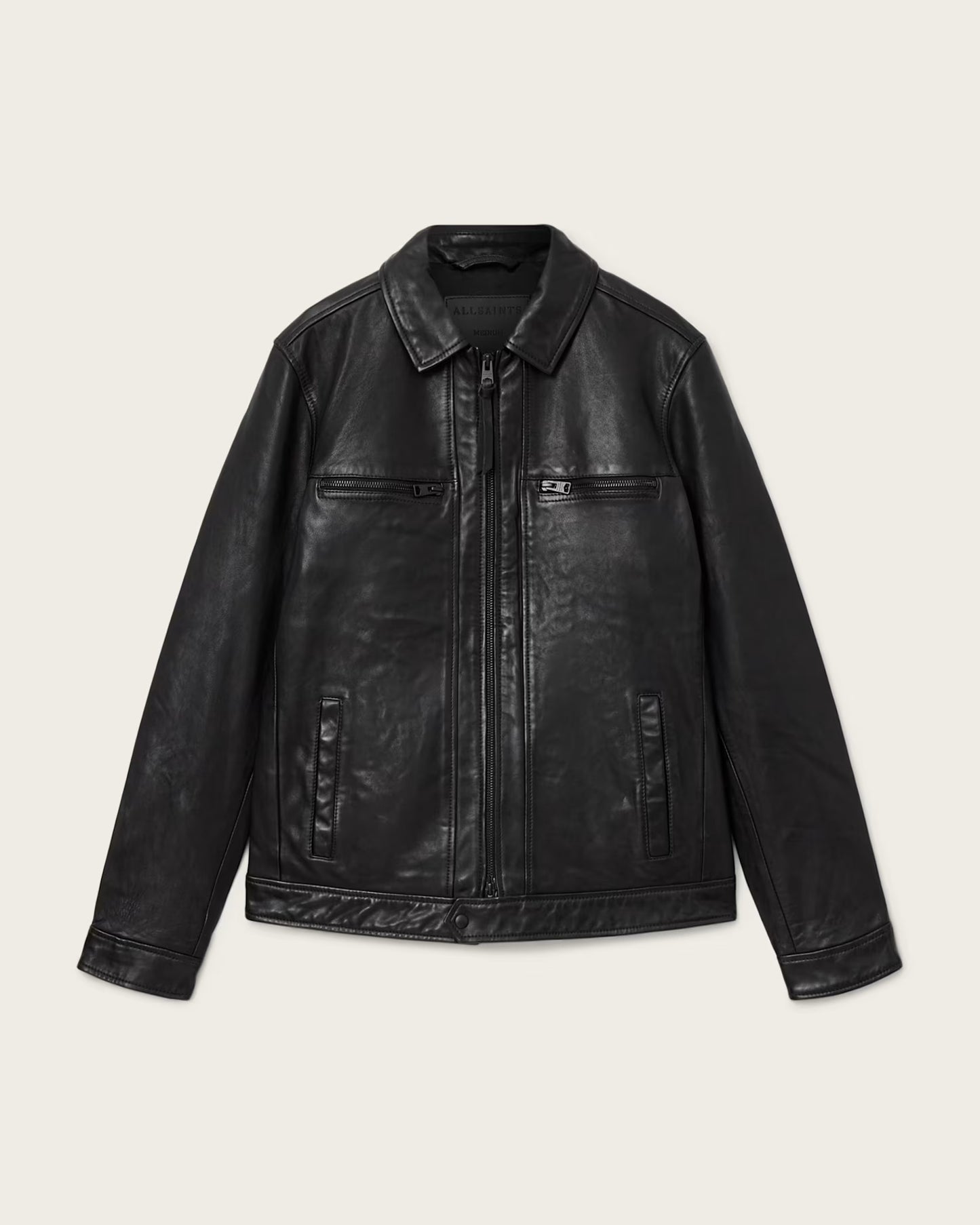 Men's Simple Genuine Leather Jacket | Classic Casual Leather Jacket