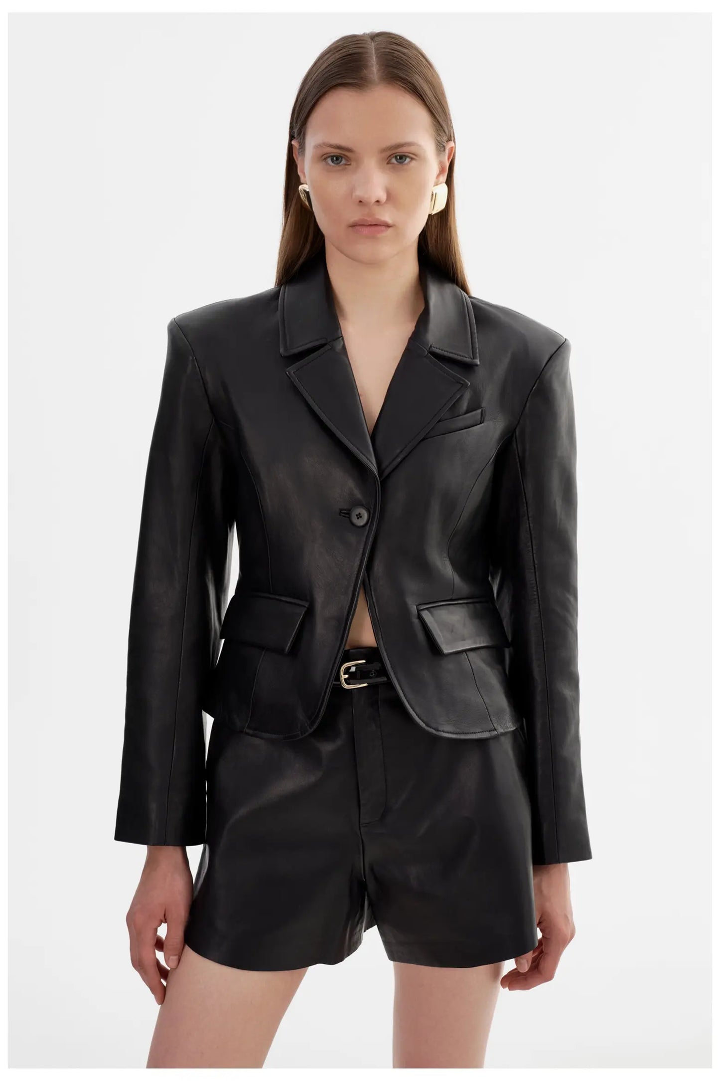 Valentina Micro Leather Blazer