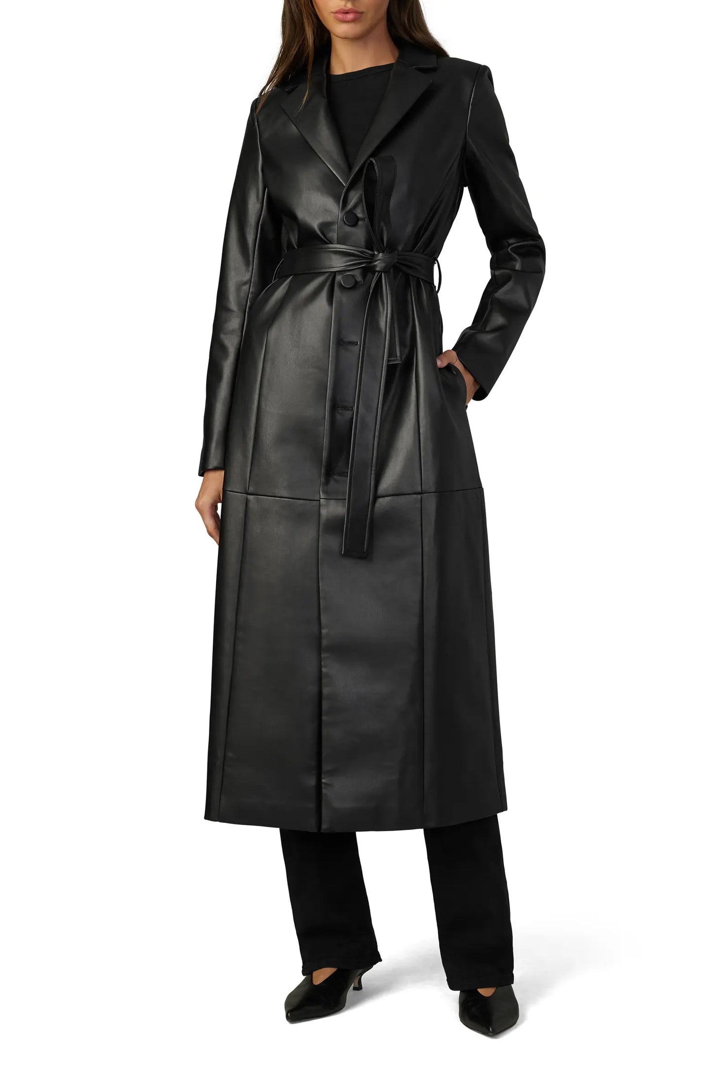 Women’s Black Leather Trench Coat – Timeless Luxury & Sophisticated Style
