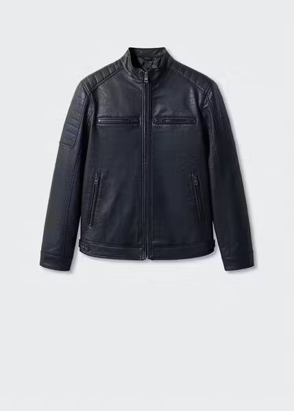 Men’s Black Biker Leather Jacket | Classic Motorcycle Moto Jacket