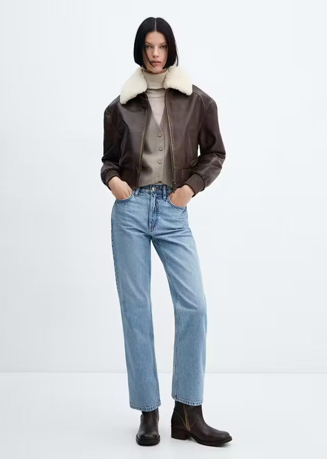 Women’s Brown Leather Bomber Jacket | Classic Vintage Style