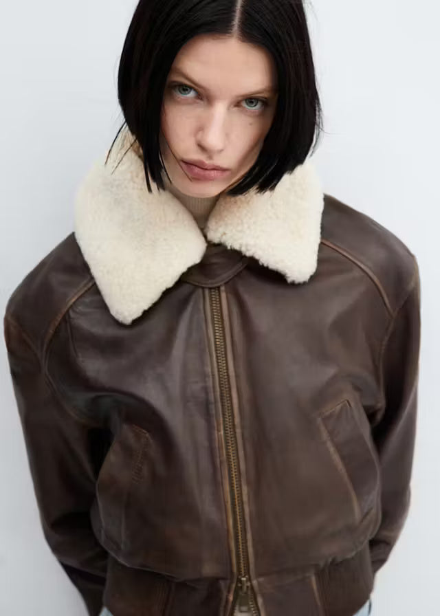 Women’s Brown Leather Bomber Jacket | Classic Vintage Style