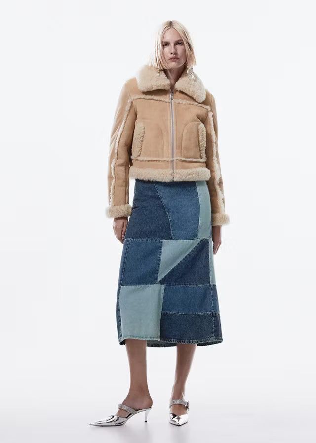 Women’s Shearling-Lined Leather Jacket – Premium Warm Winter Jacket