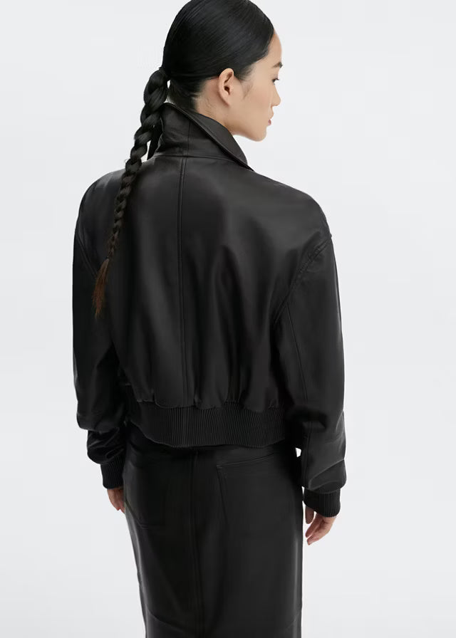 Women’s black Aviator Leather Jacket