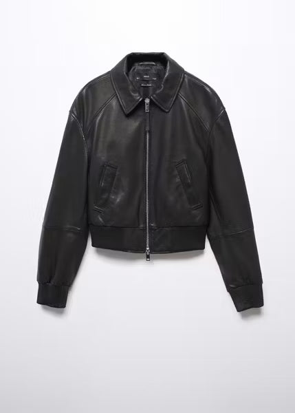 Women’s black Aviator Leather Jacket