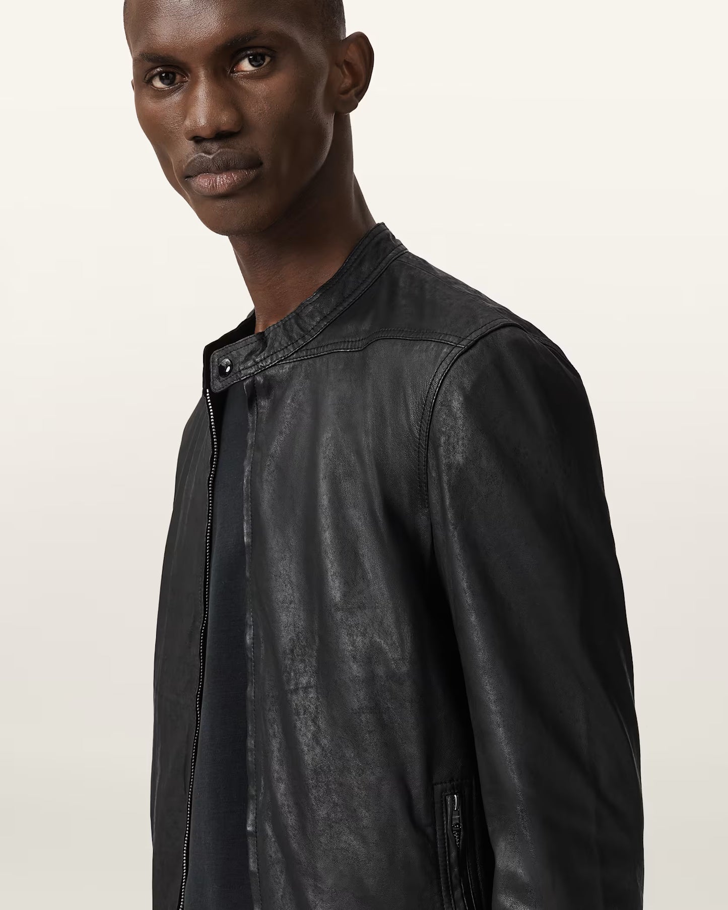 Men's Slim Fit Genuine Leather Jacket | Classic Zip-Up Casual Leather Jacket