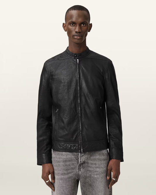 Men's Slim Fit Genuine Leather Jacket | Classic Zip-Up Casual Leather Jacket