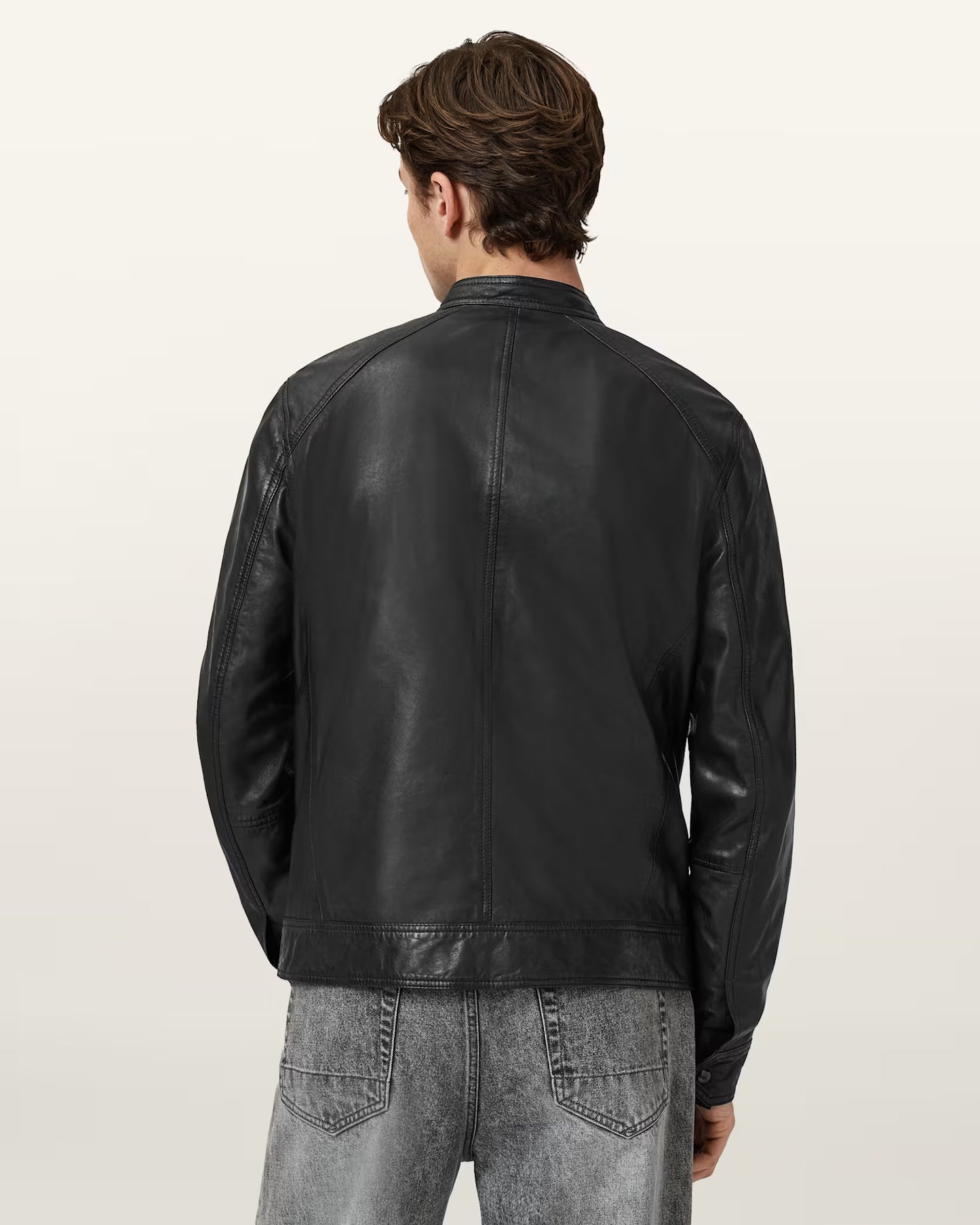 Men's Slim Fit Genuine Leather Jacket | Classic Zip-Up Casual Leather Jacket