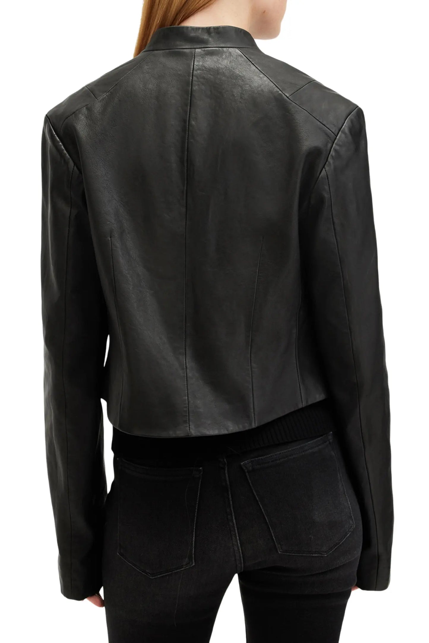 Women’s Black Leather Jacket – Classic Zip-Up Biker Style
