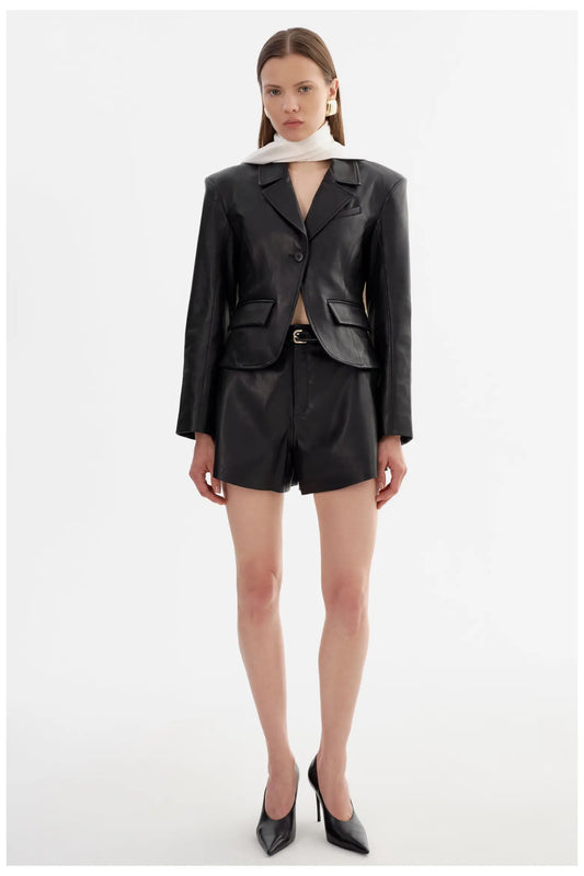 Valentina Micro Leather Blazer