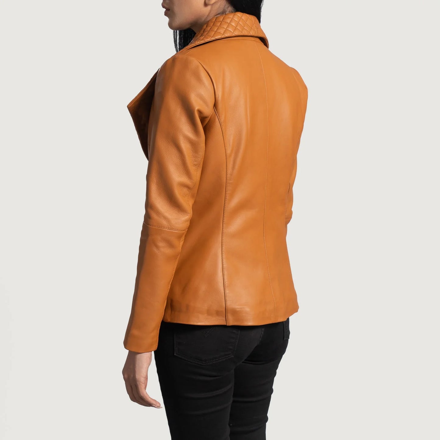 Lee Tan Brown Leather Blazer for Women | Premium Genuine Leather Blazer