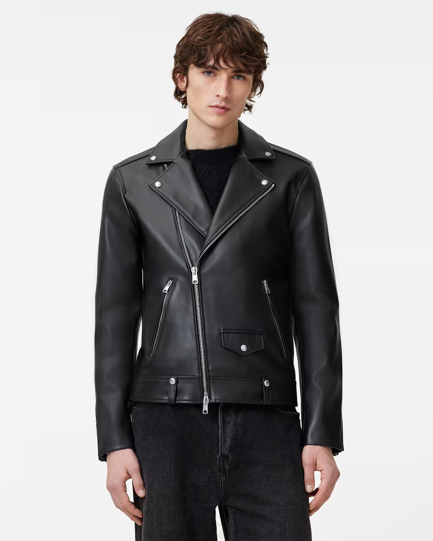 Men's Slim Fit Genuine Leather Jacket | Classic Zip-Up Casual Leather Jacket