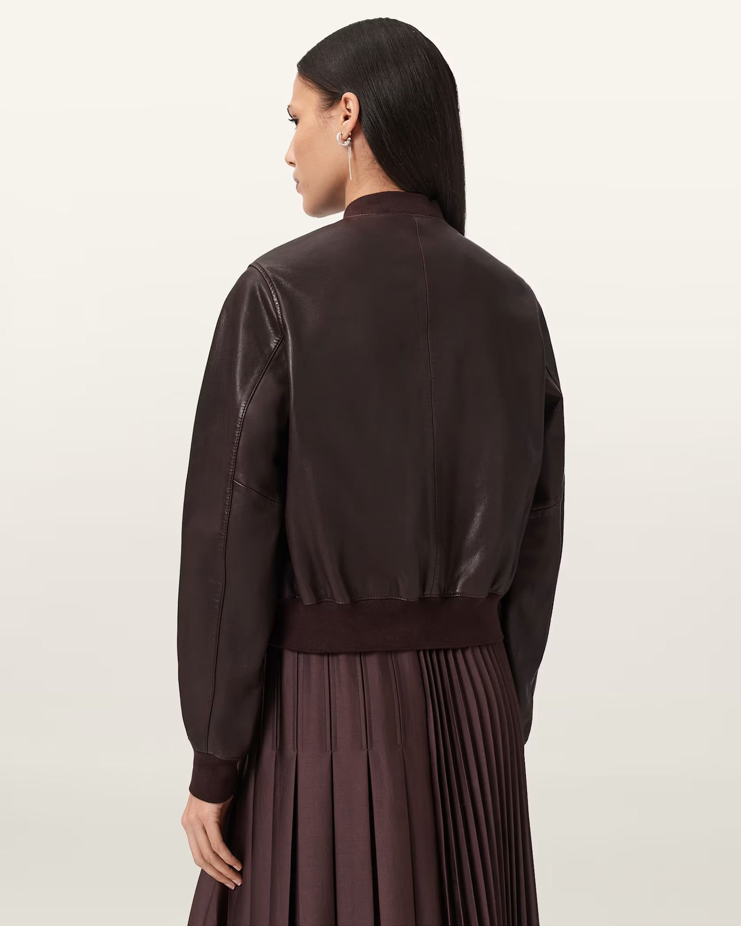 Women's Orten Genuine Leather Bomber Jacket | Classic Zip-Up Leather Bomber