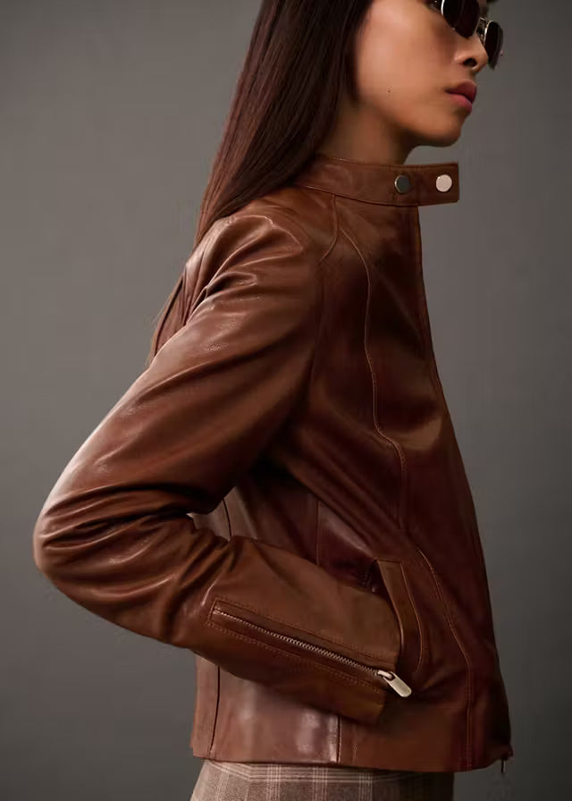Women’s Brown Leather Jacket | Classic Casual & Vintage Style