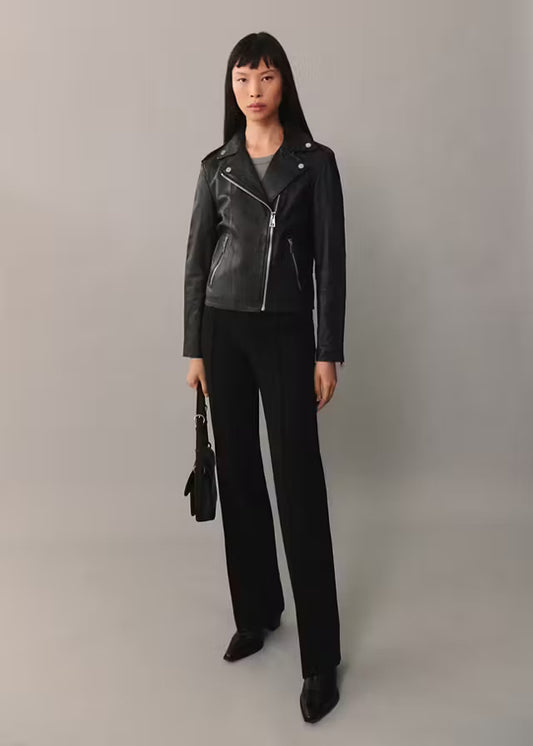 Women’s Black Biker Leather Jacket | Classic Motorcycle Moto Jacket