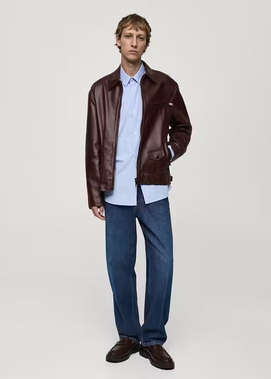 Men’s Brown Leather Bomber Jacket | Classic Vintage Flight Style