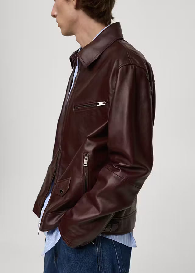 Men’s Brown Leather Bomber Jacket | Classic Vintage Flight Style