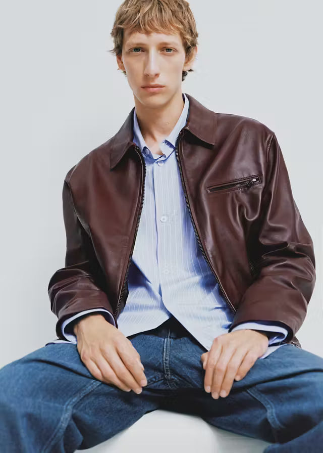 Men’s Brown Leather Bomber Jacket | Classic Vintage Flight Style