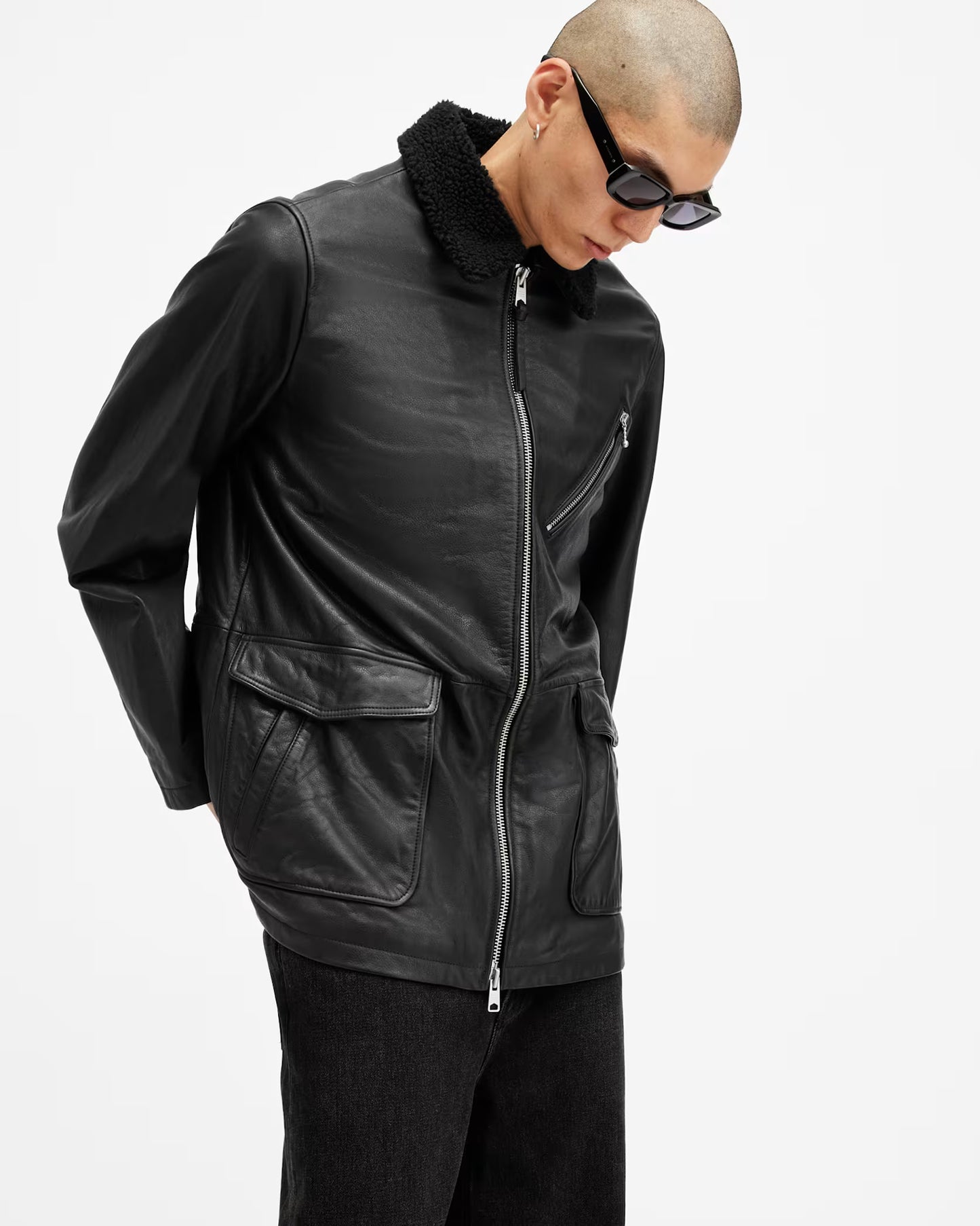 Zip Fur Lined Leather Coat | Women's Premium Shearling Leather Winter Coat