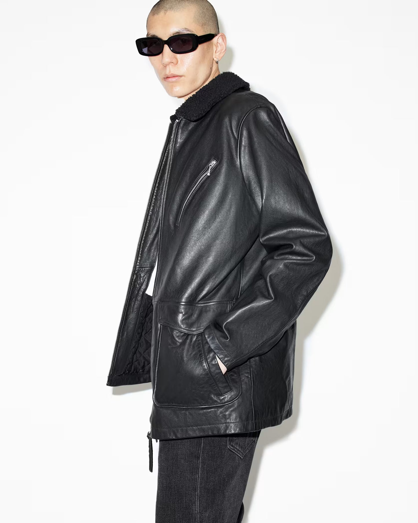 Zip Fur Lined Leather Coat | Women's Premium Shearling Leather Winter Coat