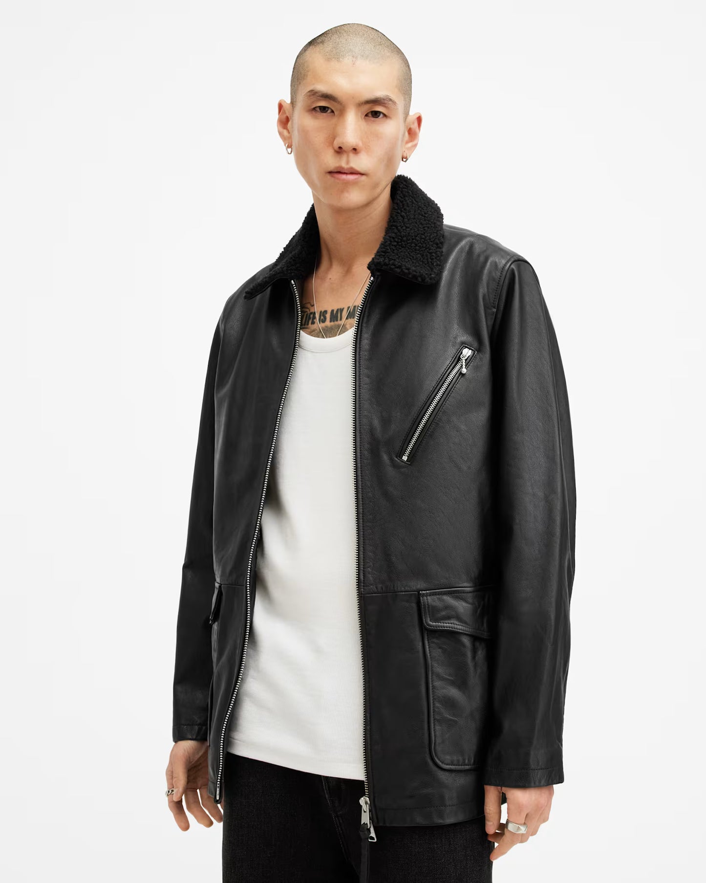 Zip Fur Lined Leather Coat | Women's Premium Shearling Leather Winter Coat
