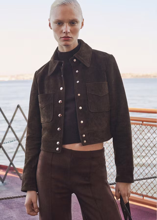 Women’s Suede Jacket with Pockets – Premium Casual Leather Outerwear