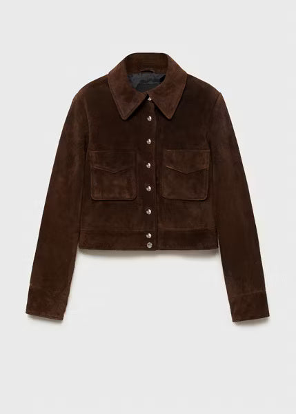 Women’s Suede Jacket with Pockets – Premium Casual Leather Outerwear