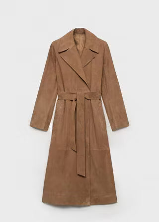 Belted Suede Trench Coat