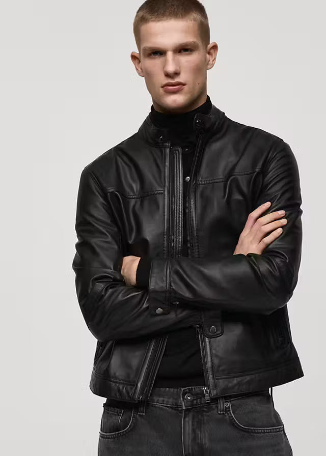Men’s Black Leather Biker Jacket | Classic Vintage Flight Jacket