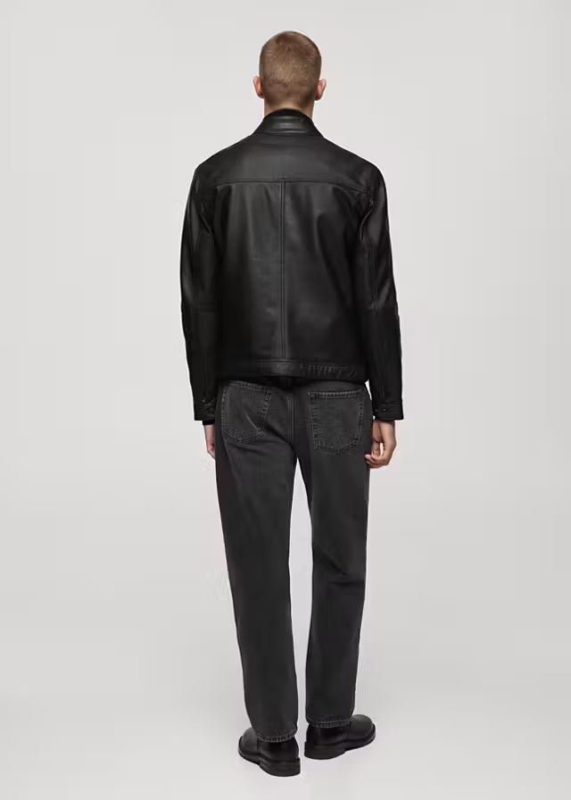 Men’s Black Leather Biker Jacket | Classic Vintage Flight Jacket